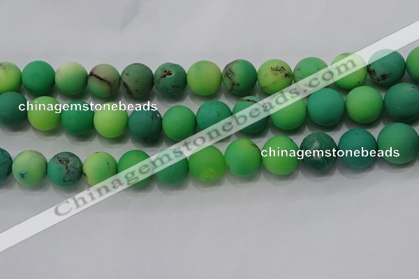CAA1153 15.5 inches 10mm round matte grass agate beads wholesale