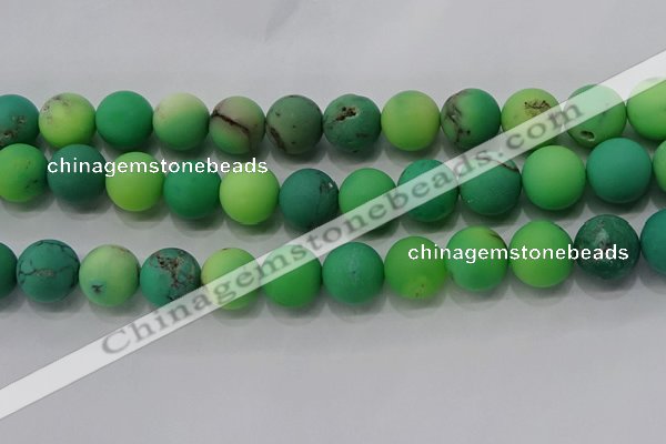 CAA1154 15.5 inches 12mm round matte grass agate beads wholesale