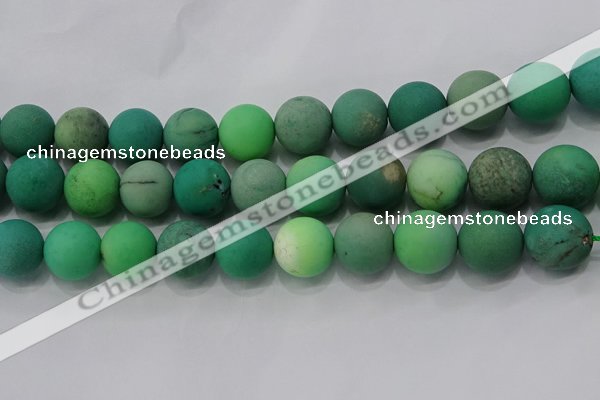 CAA1155 15.5 inches 14mm round matte grass agate beads wholesale