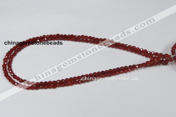CAA117 15.5 inches 4mm faceted round red agate gemstone beads