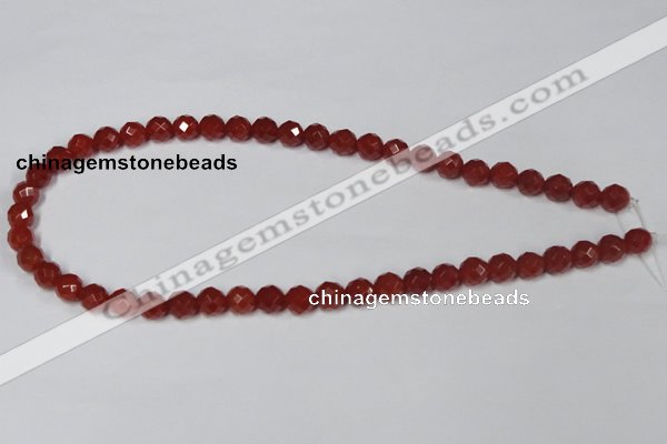 CAA118 15.5 inches 8mm faceted round red agate gemstone beads