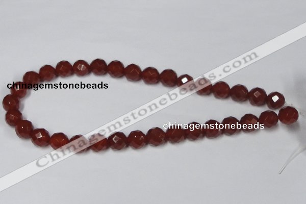 CAA119 15.5 inches 12mm faceted round red agate gemstone beads