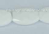 CAA12 15.5 inches 20*30mm faceted oval white agate gemstone beads