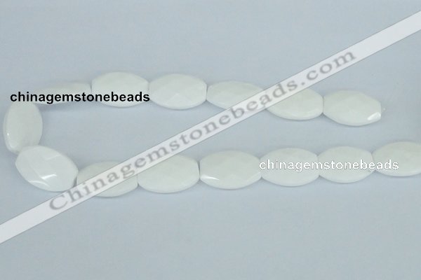 CAA12 15.5 inches 20*30mm faceted oval white agate gemstone beads