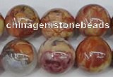 CAA1225 15.5 inches 14mm round gold mountain agate beads