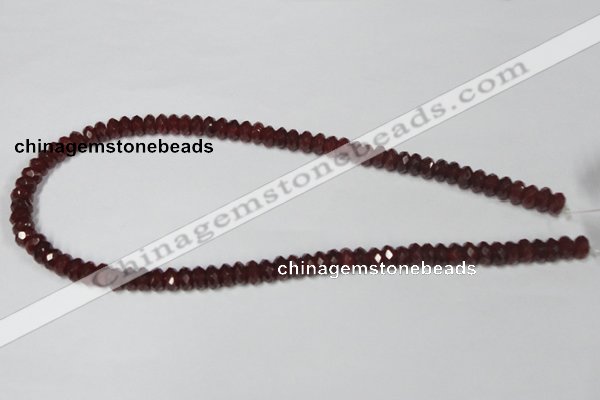 CAA123 15.5 inches 5*8mm faceted rondelle red agate gemstone beads