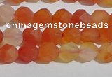 CAA1236 15.5 inches 6mm faceted nuggets matte red agate beads