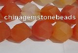 CAA1238 15.5 inches 10mm faceted nuggets matte red agate beads