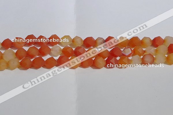 CAA1238 15.5 inches 10mm faceted nuggets matte red agate beads