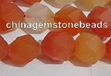 CAA1239 15.5 inches 12mm faceted nuggets matte red agate beads