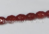 CAA125 15.5 inches 8*10mm faceted rice red agate gemstone beads