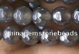 CAA1260 15.5 inches 6mm faceted round AB-color grey agate beads