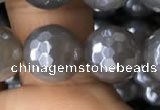 CAA1262 15.5 inches 10mm faceted round AB-color grey agate beads