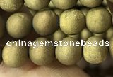 CAA1276 15.5 inches 6mm round matte plated druzy agate beads