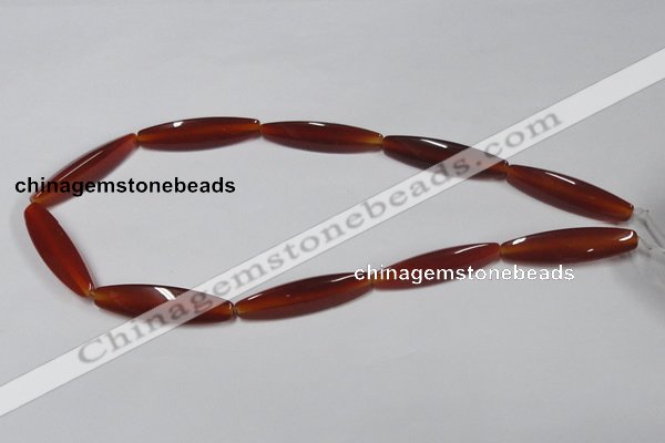 CAA128 15.5 inches 10*40mm rice red agate gemstone beads