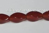 CAA129 15.5 inches 8*16mm twisted rice red agate gemstone beads