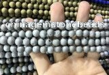 CAA1290 15.5 inches 8mm round matte plated druzy agate beads