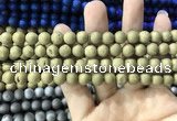 CAA1296 15.5 inches 8mm round matte plated druzy agate beads