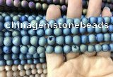 CAA1297 15.5 inches 8mm round matte plated druzy agate beads