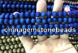 CAA1299 15.5 inches 8mm round matte plated druzy agate beads