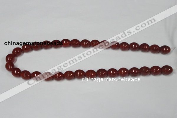 CAA130 15.5 inches 10*12mm egg-shaped red agate gemstone beads