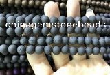 CAA1300 15.5 inches 8mm round matte plated druzy agate beads