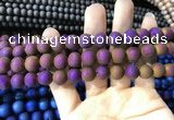 CAA1314 15.5 inches 10mm round matte plated druzy agate beads