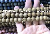 CAA1316 15.5 inches 10mm round matte plated druzy agate beads