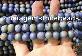 CAA1317 15.5 inches 10mm round matte plated druzy agate beads