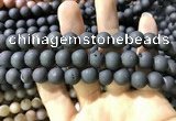 CAA1320 15.5 inches 10mm round matte plated druzy agate beads