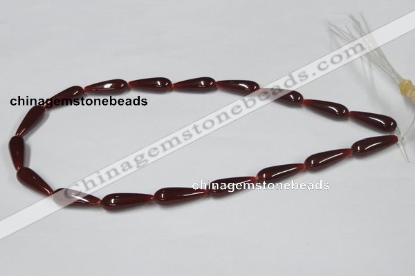 CAA133 15.5 inches 8*22mm teardrop red agate gemstone beads