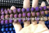 CAA1334 15.5 inches 12mm round matte plated druzy agate beads