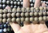 CAA1335 15.5 inches 12mm round matte plated druzy agate beads