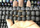 CAA1341 15.5 inches 12mm round matte plated druzy agate beads