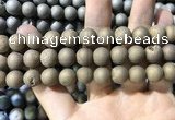 CAA1355 15.5 inches 14mm round matte plated druzy agate beads