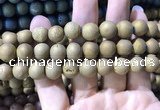 CAA1356 15.5 inches 14mm round matte plated druzy agate beads