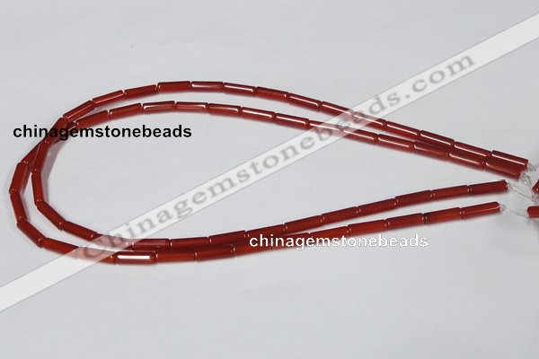 CAA136 15.5 inches 4*13mm column red agate gemstone beads