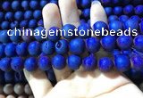 CAA1360 15.5 inches 14mm round matte plated druzy agate beads