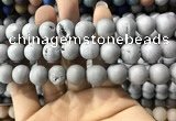 CAA1370 15.5 inches 16mm round matte plated druzy agate beads