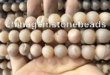 CAA1372 15.5 inches 16mm round matte plated druzy agate beads