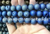 CAA1378 15.5 inches 16mm round matte plated druzy agate beads