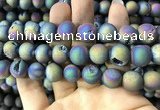 CAA1379 15.5 inches 16mm round matte plated druzy agate beads