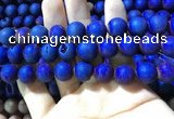 CAA1380 15.5 inches 16mm round matte plated druzy agate beads