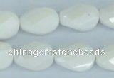 CAA14 15.5 inches 13*18mm faceted & twisted oval white agate beads