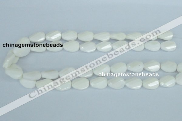 CAA14 15.5 inches 13*18mm faceted & twisted oval white agate beads