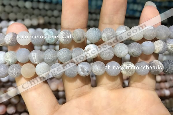 CAA1402 15.5 inches 8mm round matte druzy agate beads