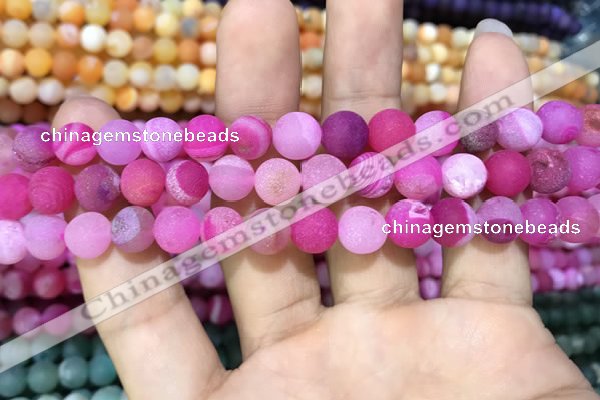 CAA1407 15.5 inches 8mm round matte druzy agate beads