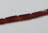 CAA141 15.5 inches 6*12mm faceted column red agate gemstone beads