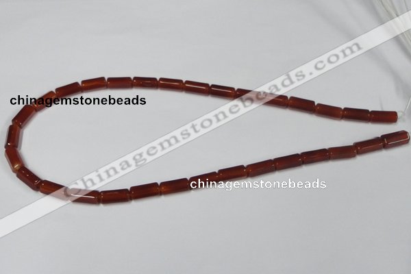 CAA141 15.5 inches 6*12mm faceted column red agate gemstone beads