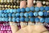 CAA1423 15.5 inches 10mm round matte druzy agate beads